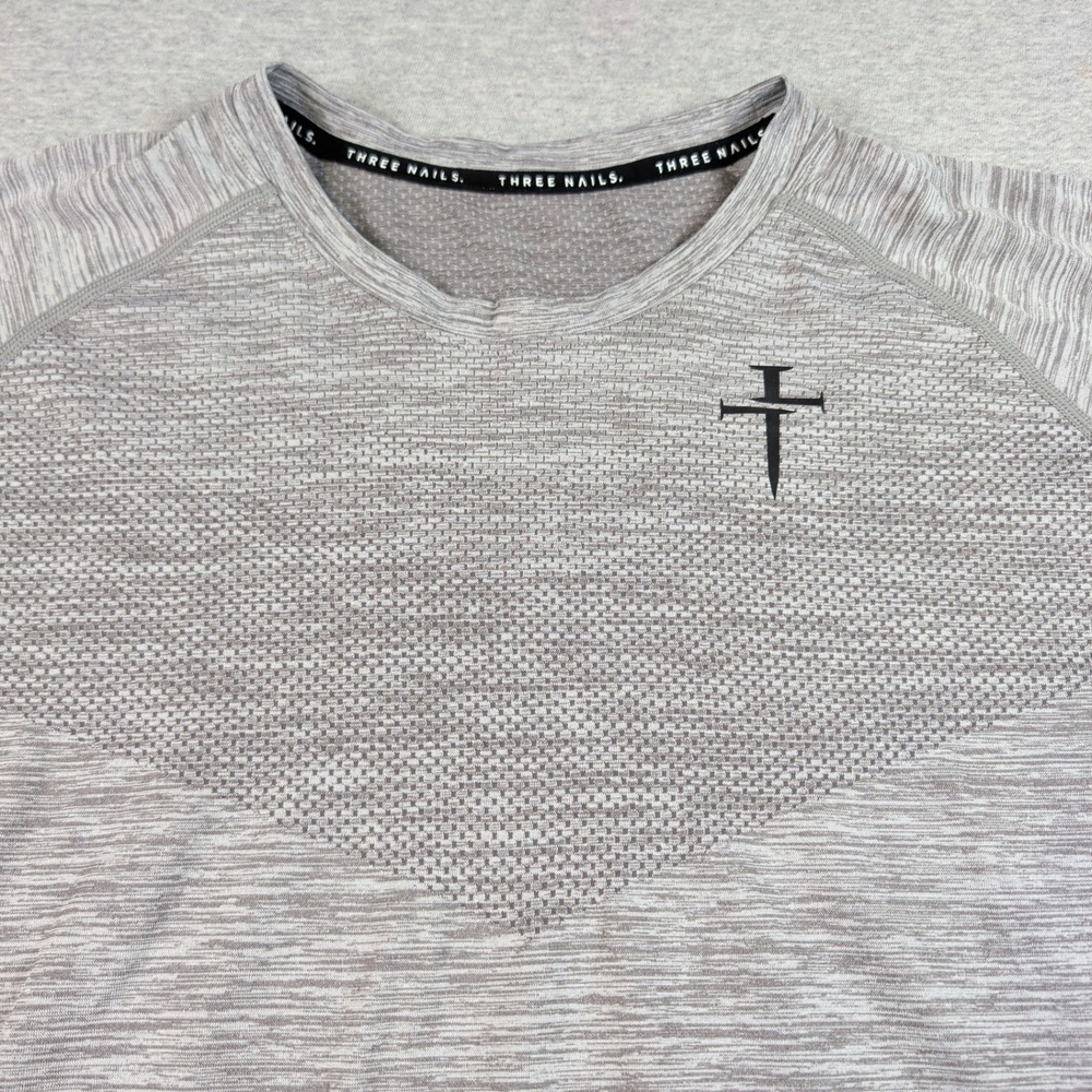 Three Nails Mens Large Grey Heathered Seamless Performance Training T-Shirt